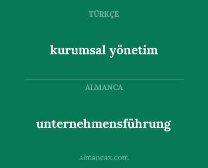 kurumsal yönetim - unternehmensführung
