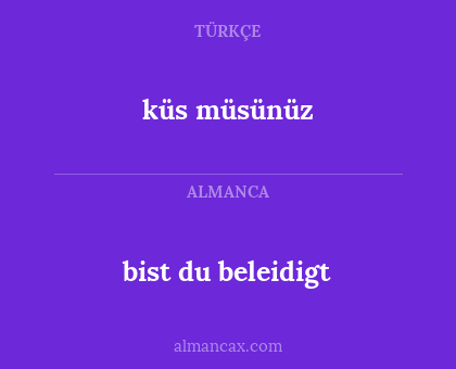 bist du beleidigt - küs müsünüz