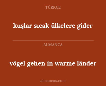 vögel gehen in warme länder - kuşlar sıcak ülkelere gider