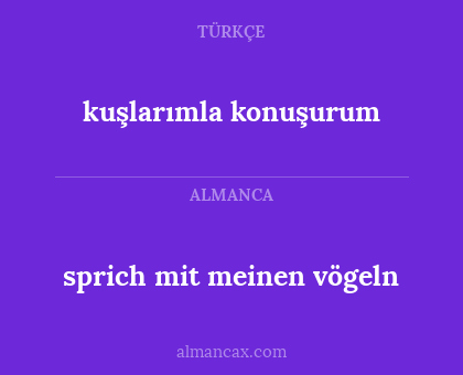 sprich mit meinen vögeln - kuşlarımla konuşurum