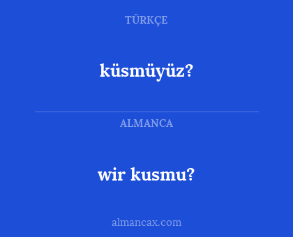 küsmüyüz? - wir kusmu?