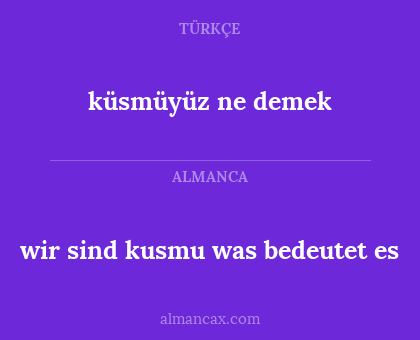wir sind kusmu was bedeutet es - küsmüyüz ne demek