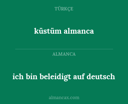 küstüm almanca - ich bin beleidigt auf deutsch
