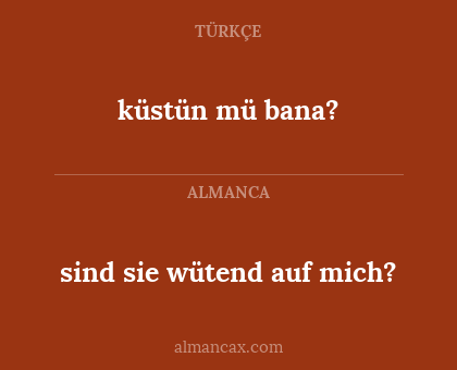 sind sie wütend auf mich? - küstün mü bana?