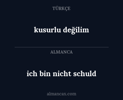 ich bin nicht schuld - kusurlu değilim