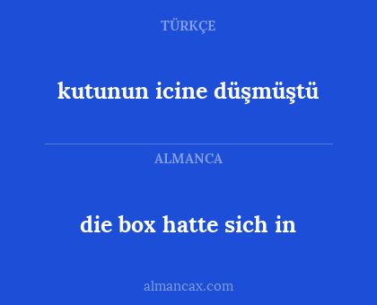 kutunun icine düşmüştü - die box hatte sich in