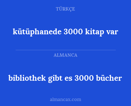bibliothek gibt es 3000 bücher - kütüphanede 3000 kitap var
