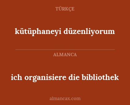 kütüphaneyi düzenliyorum - ich organisiere die bibliothek