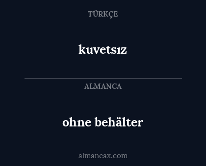 ohne behälter - kuvetsız