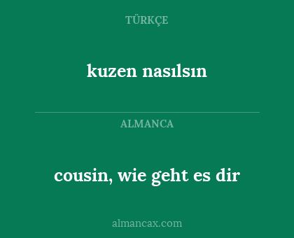 kuzen nasılsın - cousin, wie geht es dir
