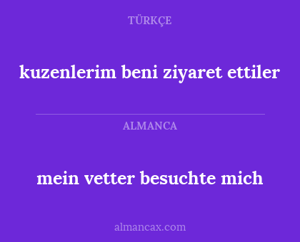 kuzenlerim beni ziyaret ettiler - mein vetter besuchte mich