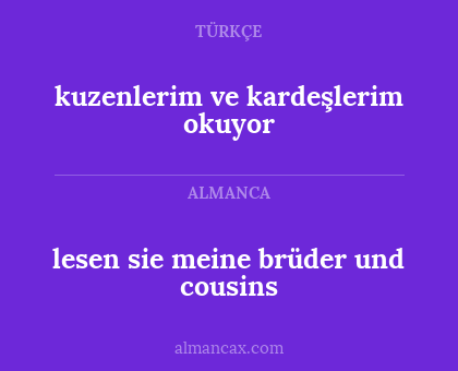 kuzenlerim ve kardeşlerim okuyor - lesen sie meine brüder und cousins
