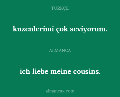ich liebe meine cousins. - kuzenlerimi çok seviyorum.