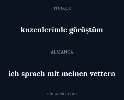 kuzenlerimle görüştüm - ich sprach mit meinen vettern