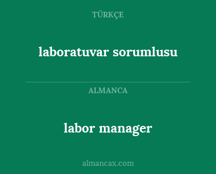 labor manager - laboratuvar sorumlusu
