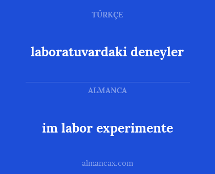 laboratuvardaki deneyler - im labor experimente