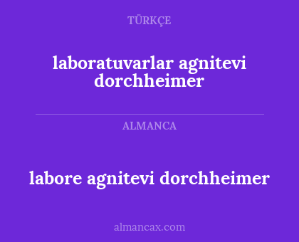 labore agnitevi dorchheimer - laboratuvarlar agnitevi dorchheimer