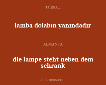 die lampe steht neben dem schrank - lamba dolabın yanındadır