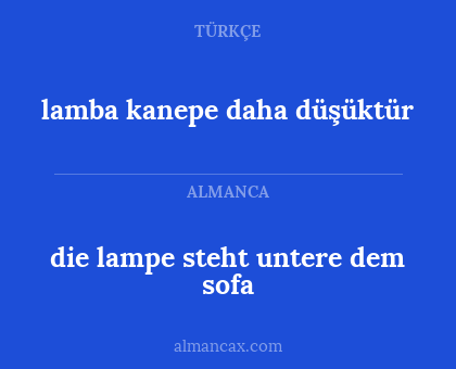 lamba kanepe daha düşüktür - die lampe steht untere dem sofa