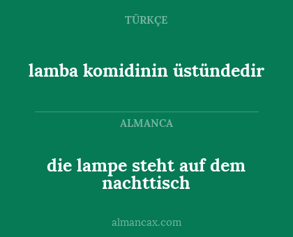 lamba komidinin üstündedir - die lampe steht auf dem nachttisch
