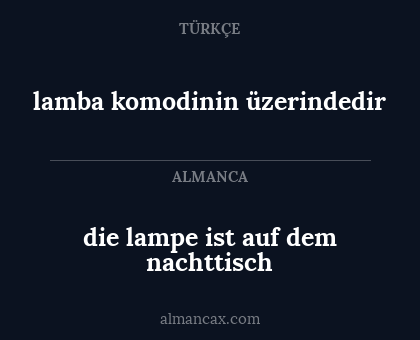 lamba komodinin üzerindedir - die lampe ist auf dem nachttisch