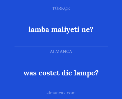 was costet die lampe? - lamba maliyeti ne?