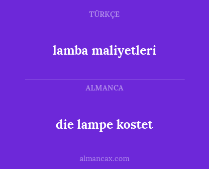 die lampe kostet - lamba maliyetleri