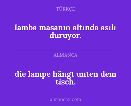 lamba masanın altında asılı duruyor. - die lampe hängt unten dem tisch.