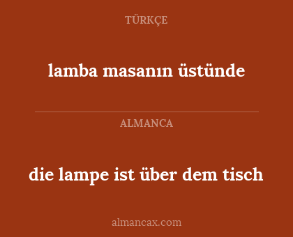 lamba masanın üstünde - die lampe ist über dem tisch