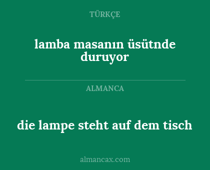 die lampe steht auf dem tisch - lamba masanın üsütnde duruyor
