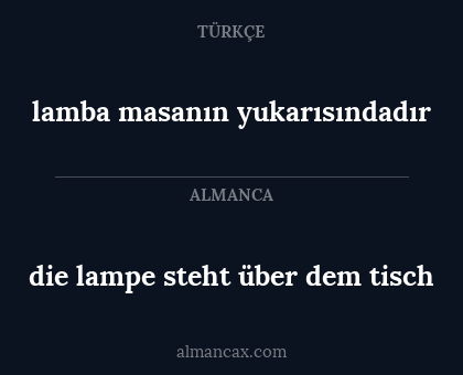 lamba masanın yukarısındadır - die lampe steht über dem tisch