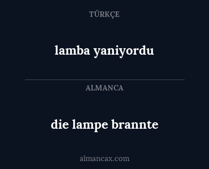 lamba yaniyordu - die lampe brannte