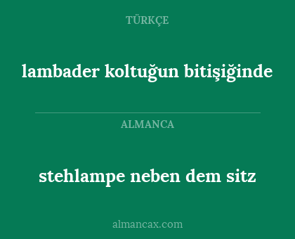 lambader koltuğun bitişiğinde - stehlampe neben dem sitz