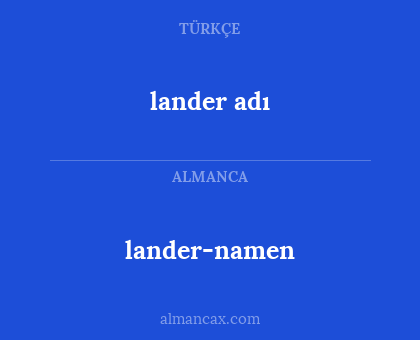lander adı - lander-namen