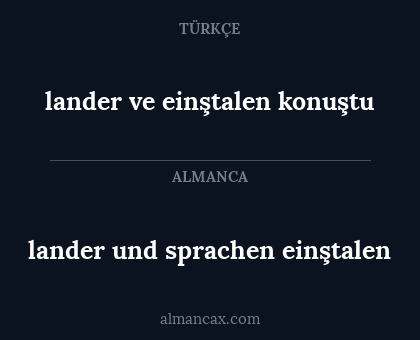 lander und sprachen einştalen - lander ve einştalen konuştu