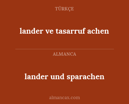 lander und sparachen - lander ve tasarruf achen