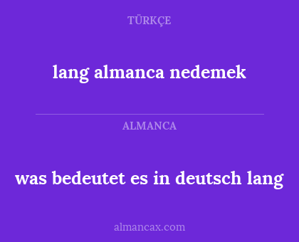 was bedeutet es in deutsch lang - lang almanca nedemek