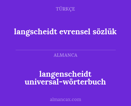 langenscheidt universal-wörterbuch - langscheidt evrensel sözlük