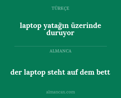 der laptop steht auf dem bett - laptop yatağın üzerinde duruyor