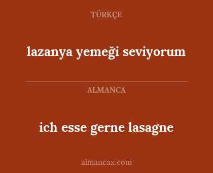 ich esse gerne lasagne - lazanya yemeği seviyorum