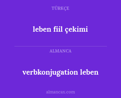 verbkonjugation leben - leben fiil çekimi