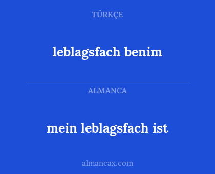 mein leblagsfach ist - leblagsfach benim