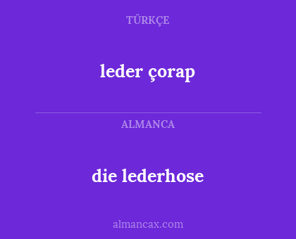 leder çorap - die lederhose