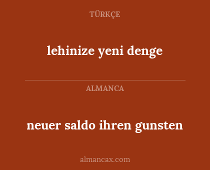 lehinize yeni denge - neuer saldo ihren gunsten
