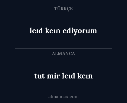 tut mir leıd keın - leıd keın ediyorum