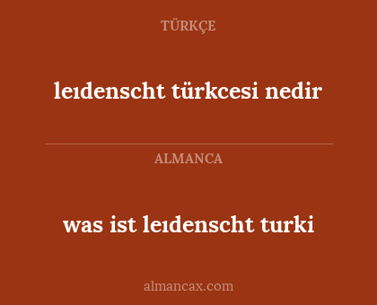 leıdenscht türkcesi nedir - was ist leıdenscht turki