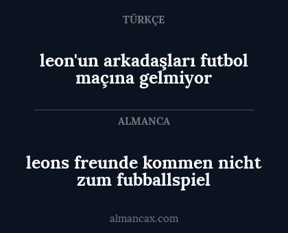 leon'un arkadaşları futbol maçına gelmiyor - leons freunde kommen nicht zum fubballspiel