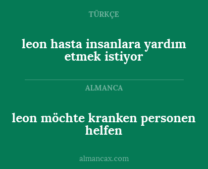leon hasta insanlara yardım etmek istiyor - leon möchte kranken personen helfen
