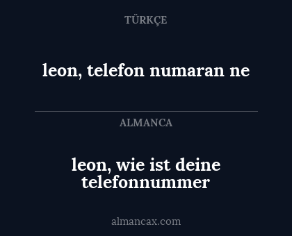 leon, telefon numaran ne - leon, wie ist deine telefonnummer