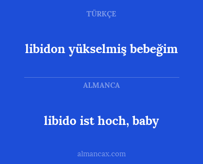 libido ist hoch, baby - libidon yükselmiş bebeğim